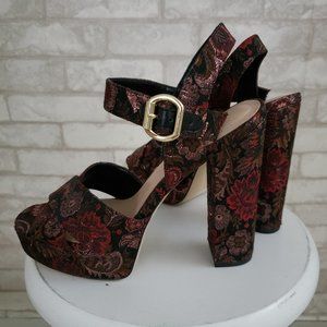 NEW! Metallic Red and Pink Floral Heels from Aldo